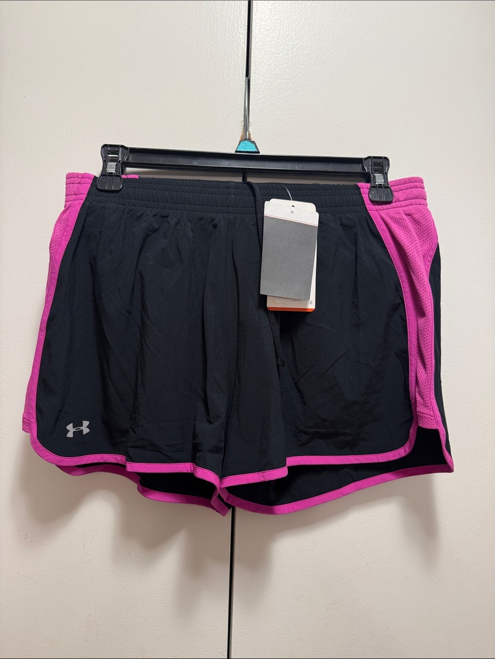 Under Armour Women’s Black Athletic Shorts with Pink Trim